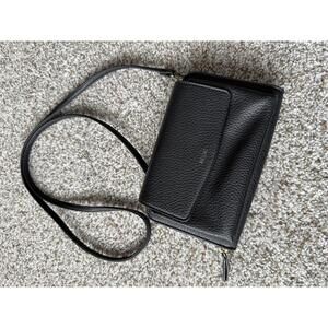 Black Relic Vegan Leather Textured Classic Designer Crossbody Bag